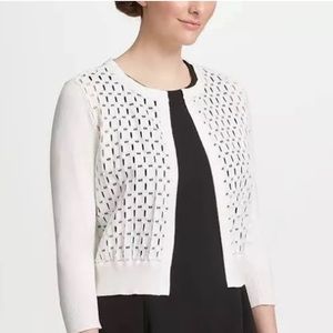 NWT DKNY open-weave white cardigan XL